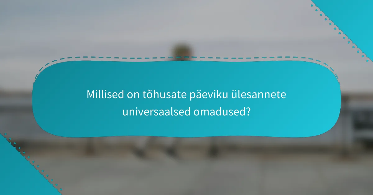 Millised on tõhusate päeviku ülesannete universaalsed omadused?